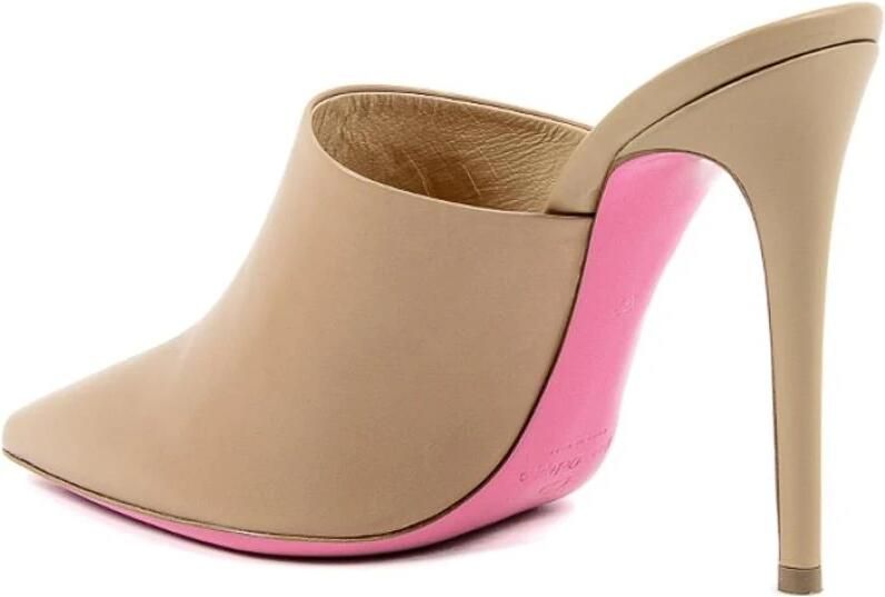 Dee Ocleppo Kameel Leren High-Heel Mule Sandaal Brown Dames - Foto 2