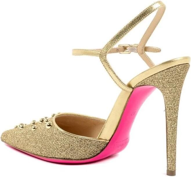 Dee Ocleppo Sandalen Gouden glitterpomp met studsEnkelbandje