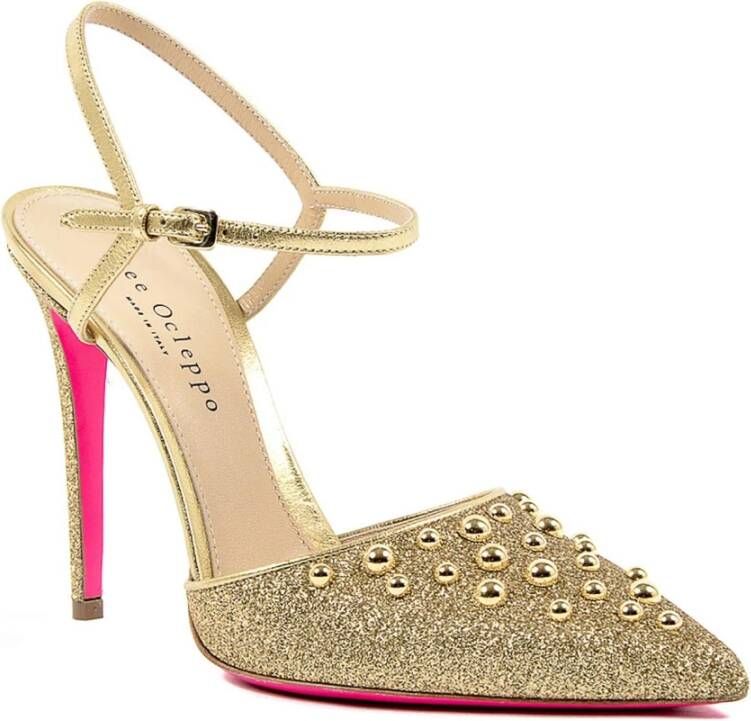 Dee Ocleppo Sandalen Gouden glitterpomp met studsEnkelbandje