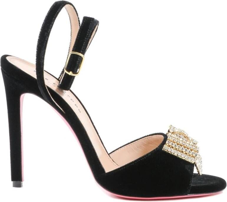 Dee Ocleppo Kristalboog Velvet Sandaal Black Dames