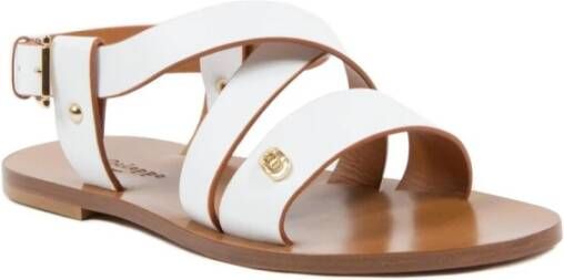 Dee Ocleppo Leren platte sandalen met kruisontwerp