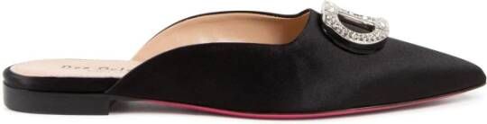 Dee Ocleppo Satin Strass Pointed Toe Slides Black Dames