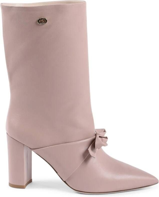 Dee Ocleppo Stijlvolle Bow Short Boot met Gouden Detail Pink Dames
