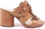 Dee Ocleppo Sandalen Floral Mule Sandalen Lederen Muiltjes Tan Hakken - Thumbnail 1