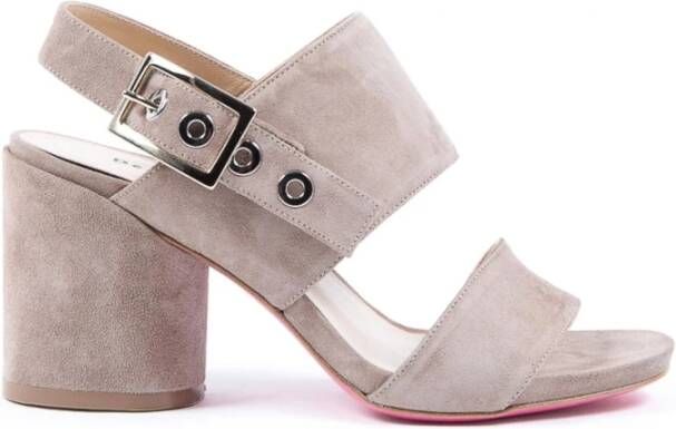Dee Ocleppo Velours Hakken Sandalen in Taupe Beige Dames