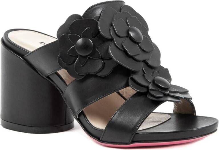 Dee Ocleppo Zwarte Leren Sandalen met 8 cm Hak Black Dames