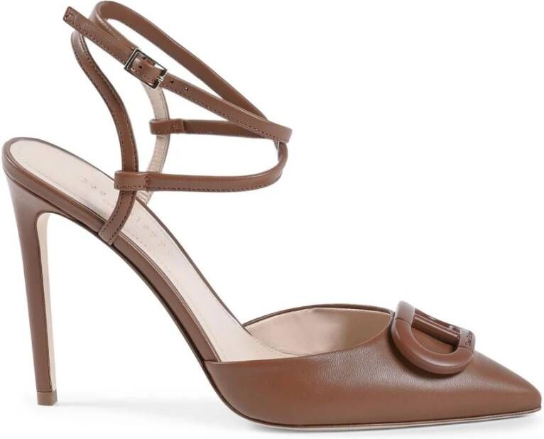 Dee Ocleppo Zwarte Leren Veters Stiletto Pump Brown Dames