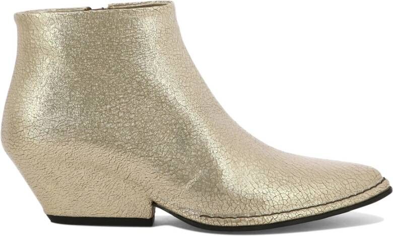 DEL Carlo Beige Leren Enkellaarzen voor Vrouwen