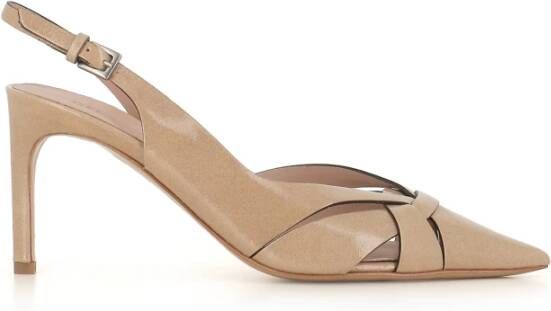 DEL Carlo Beige Leren Pump met Puntige Neus en Hak