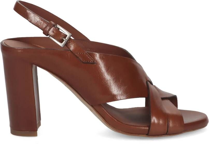 DEL Carlo Bruin Leren Gekruiste Banden Sandalen