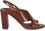 DEL Carlo Bruin Leren Gekruiste Banden Sandalen - Thumbnail 1