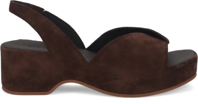 DEL Carlo Bruine Suède Plateau Sandalen