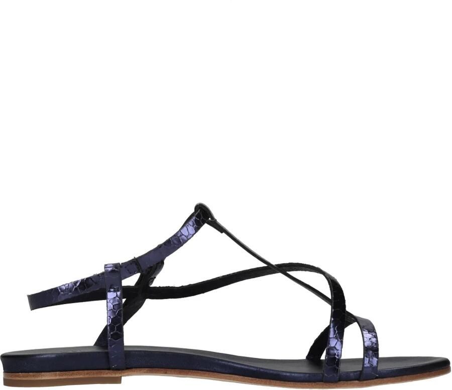 DEL Carlo Leren Platte Sandalen
