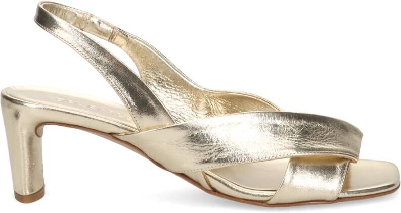 DEL Carlo Gouden leren gekruiste banden sandalen