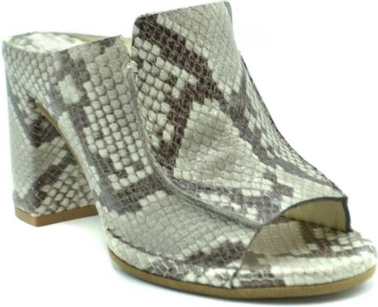 DEL Carlo Grijze Leren Dames Klompen Gray
