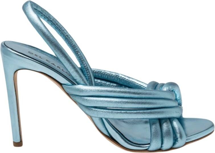 DEL Carlo Metallic Leren Stiletto Sandalen Blue Dames
