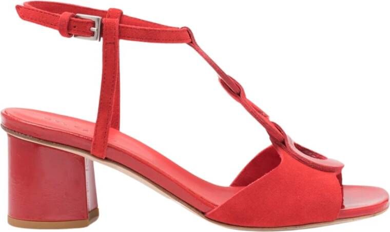 DEL Carlo Rode Leren Sandaal met Geometrisch Detail Red Dames