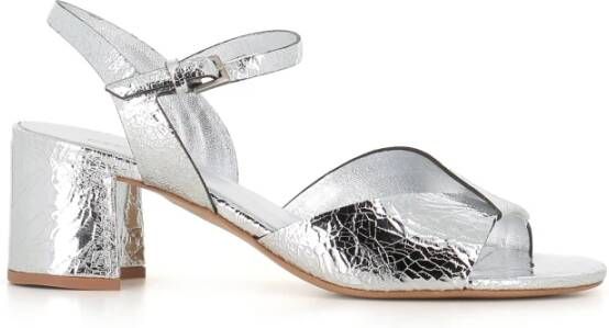 DEL Carlo Zilveren Gekruiste Leren Sandalen