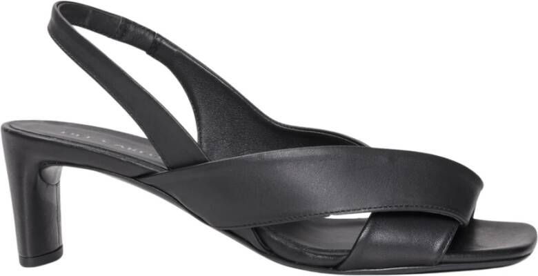 DEL Carlo Zwarte Leren Middelhak Sandalen met Kruisbanden Black Dames