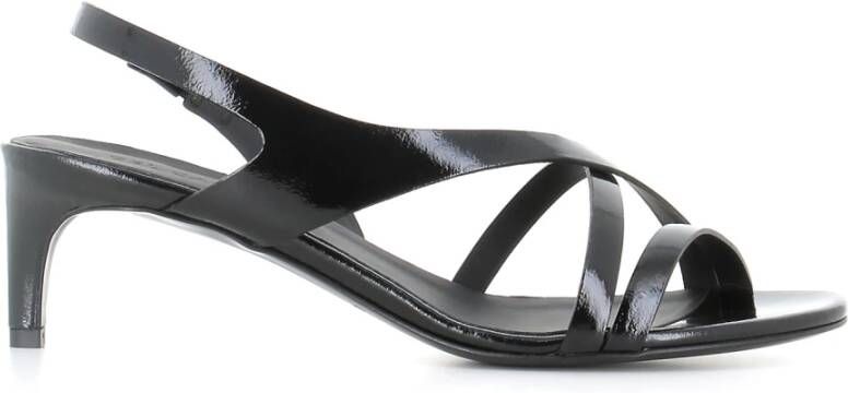 DEL Carlo Zwarte leren sandaal met elastische sluiting Black Dames