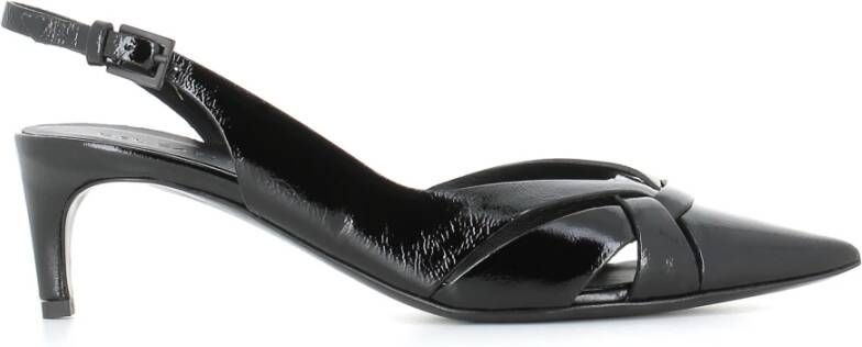 DEL Carlo Zwarte puntige neus leren pumps Black Dames