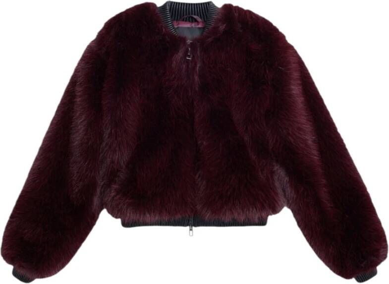 Desigual Framboos Faux Fur Jas