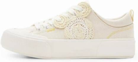 Desigual Witte stoffen sneakers voor vrouwen White Dames