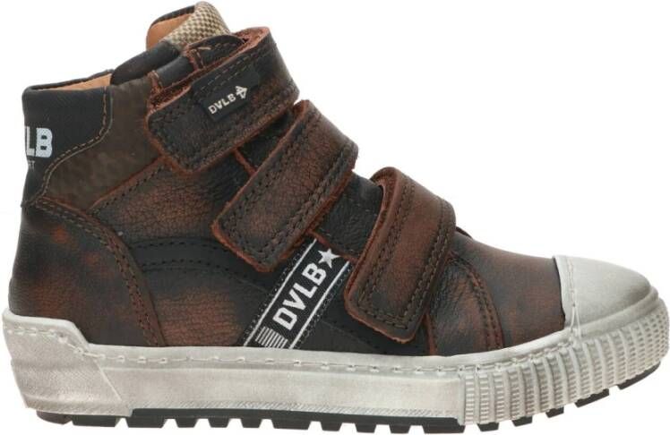 Develab 41669 hoge leren sneakers met klittenband bruin - Schoenen.nl
