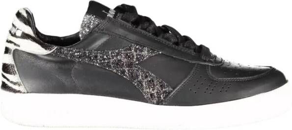Diadora Zwarte leren sneakers met contrasterende accenten Black Dames