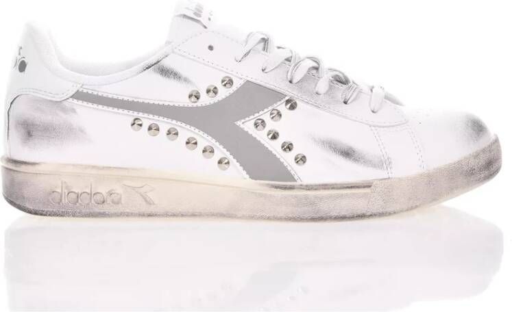 Diadora Aangepaste Zilver Witte Leren Sneakers White Heren