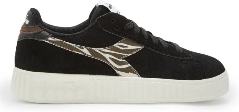 Diadora Anima Leren Sneakers Zwart Dames