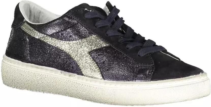 Diadora Elegante Zwarte Vetersneakers met Contrasterende Details