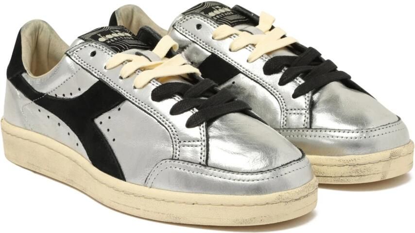Diadora Metallic Leren Sneaker Silver Heritage