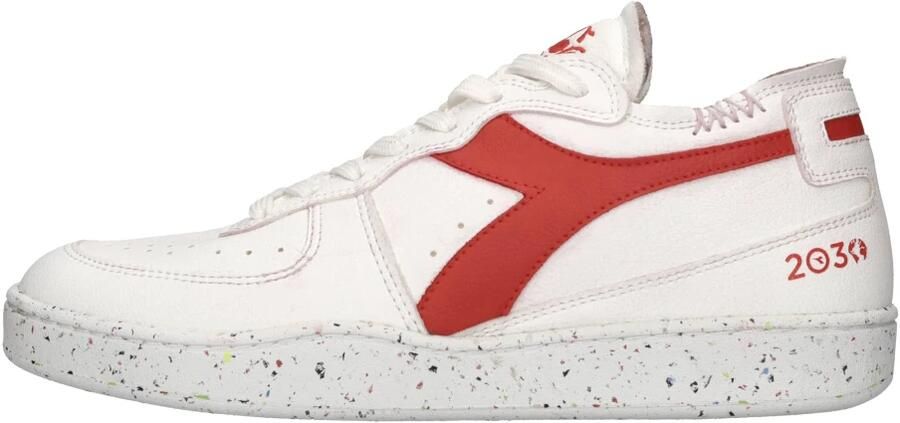Diadora Heritage Mi Basket Row Cut 2030 Veter sneakers Vegan Wit rood