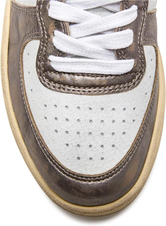 Diadora Metalen Varkenshuid Fuchsia Sneaker met Stone Wash Behandeling Pink Dames