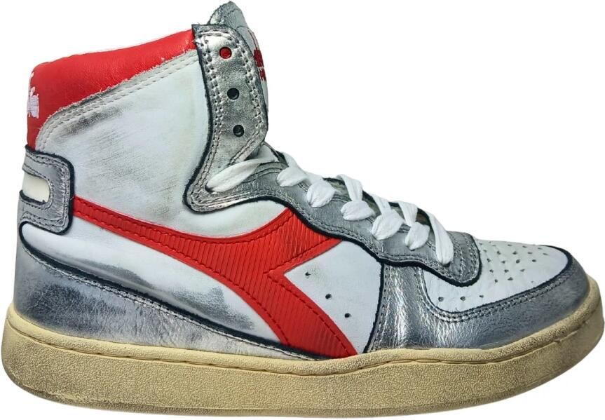 Diadora Sneakers Dames Hoge sneakers Damesschoenen Leer Mi bask metal mix Wit rood - Foto 4