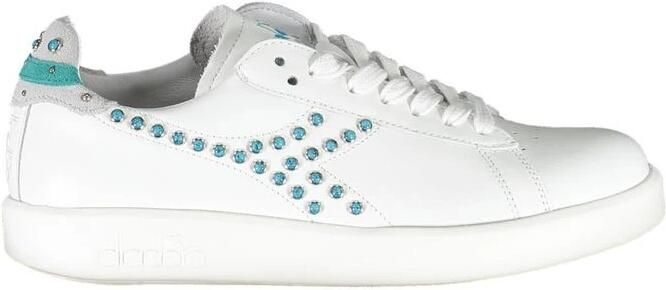 Diadora Witte Vetersneakers met Contrasterende Accenten White Dames