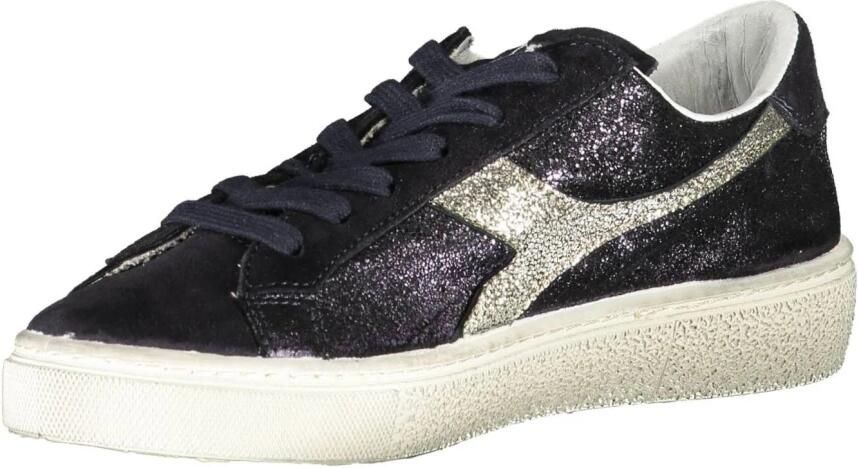 Diadora Elegante Zwarte Vetersneakers met Contrasterende Details Black Dames