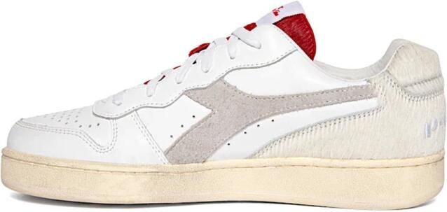 Diadora Witte leren sneakers met rode details