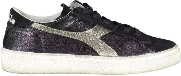 Diadora Elegante Zwarte Vetersneakers met Contrasterende Details Black Dames