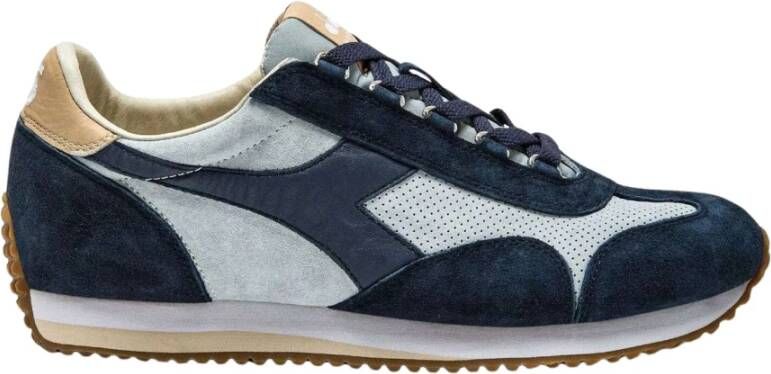 Diadora Suede Panelled Sneakers Steel Blue Gray Heren