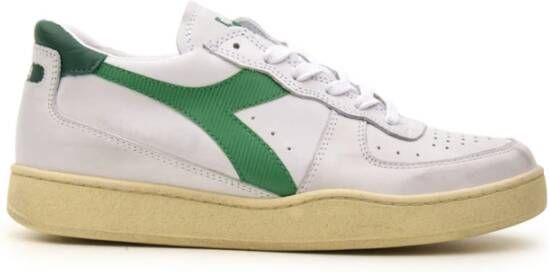 Diadora Sneakers Heren Lage sneakers Herenschoenen Leer Mi bask low used Wit groen