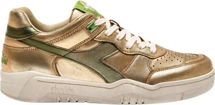 Diadora Gouden Gelamineerd Leren Sneaker