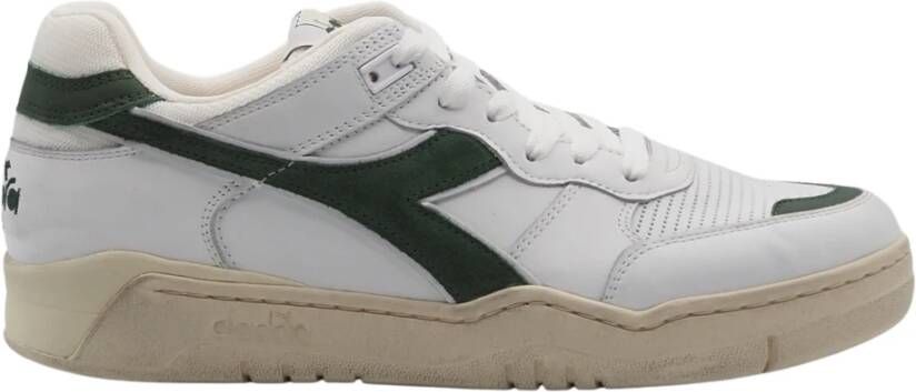Diadora Groene gebruikte leren sneakers voor heren