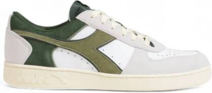 Diadora Groene Sportieve Sneakers Leer Stof Multicolor Heren