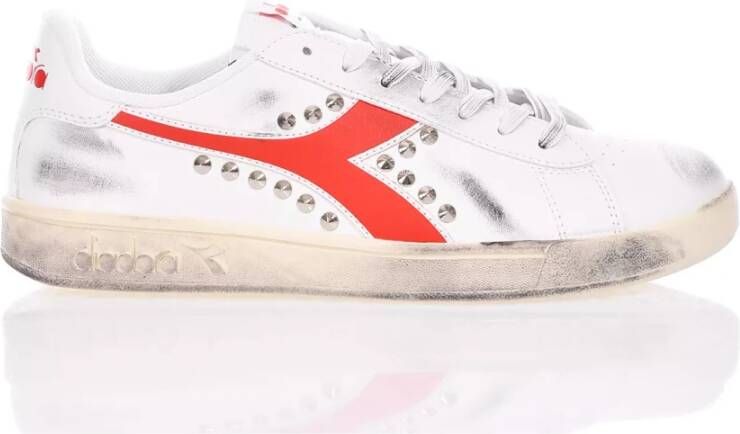 Diadora Handgemaakte Wit Rode Sneakers voor Heren White Heren