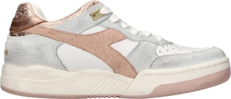 Diadora B-560 Crackle Lame'Wn sneaker van leer met suède details