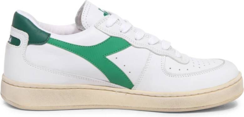 Diadora Sneakers Heren Lage sneakers Herenschoenen Leer Mi bask low used Wit groen