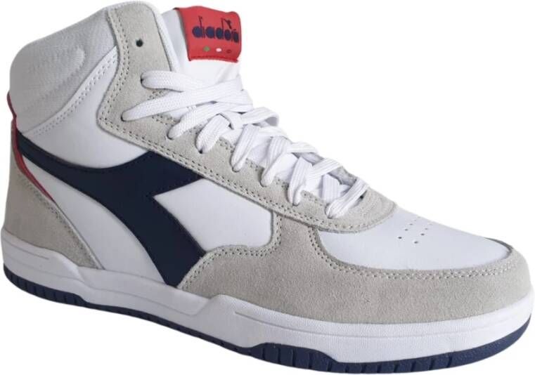 Diadora High Top Grijze Leren Canvas Sneakers