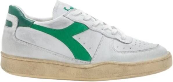 Diadora Sneakers Heren Lage sneakers Herenschoenen Leer Mi bask low used Wit groen